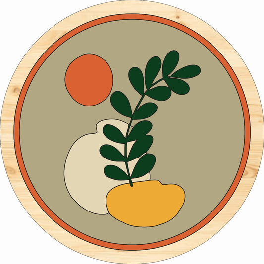 Mustard and Russet Leaf Abstract - Wooden Beads Display