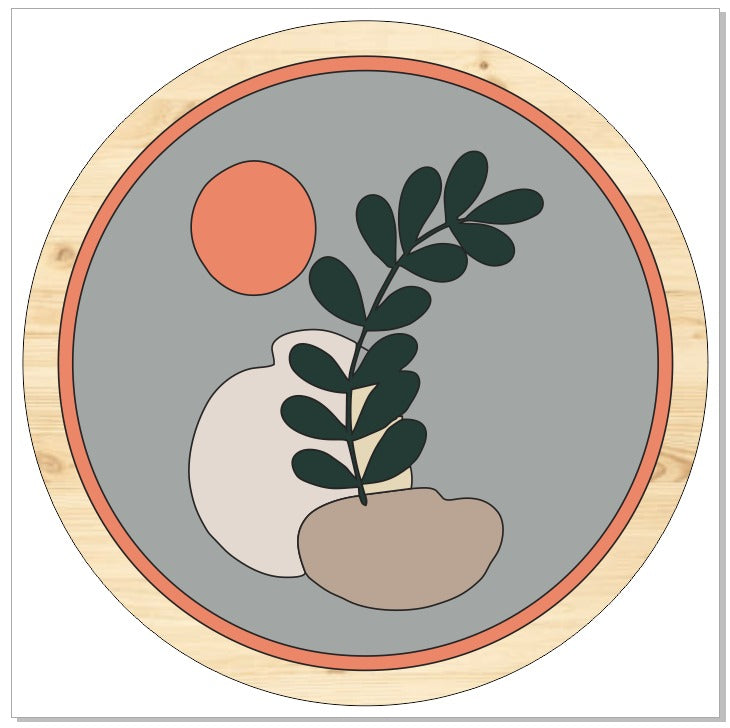 Peach & Grey Leaf Abstract