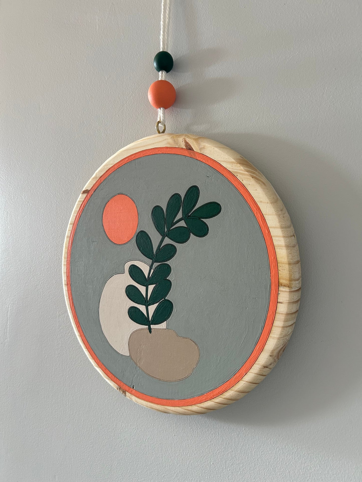 Peach & Grey Leaf Abstract