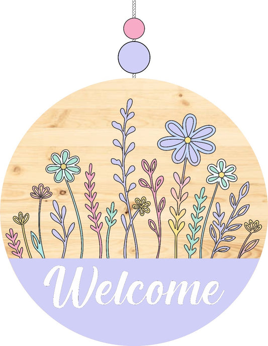 Welcome Floral Purple